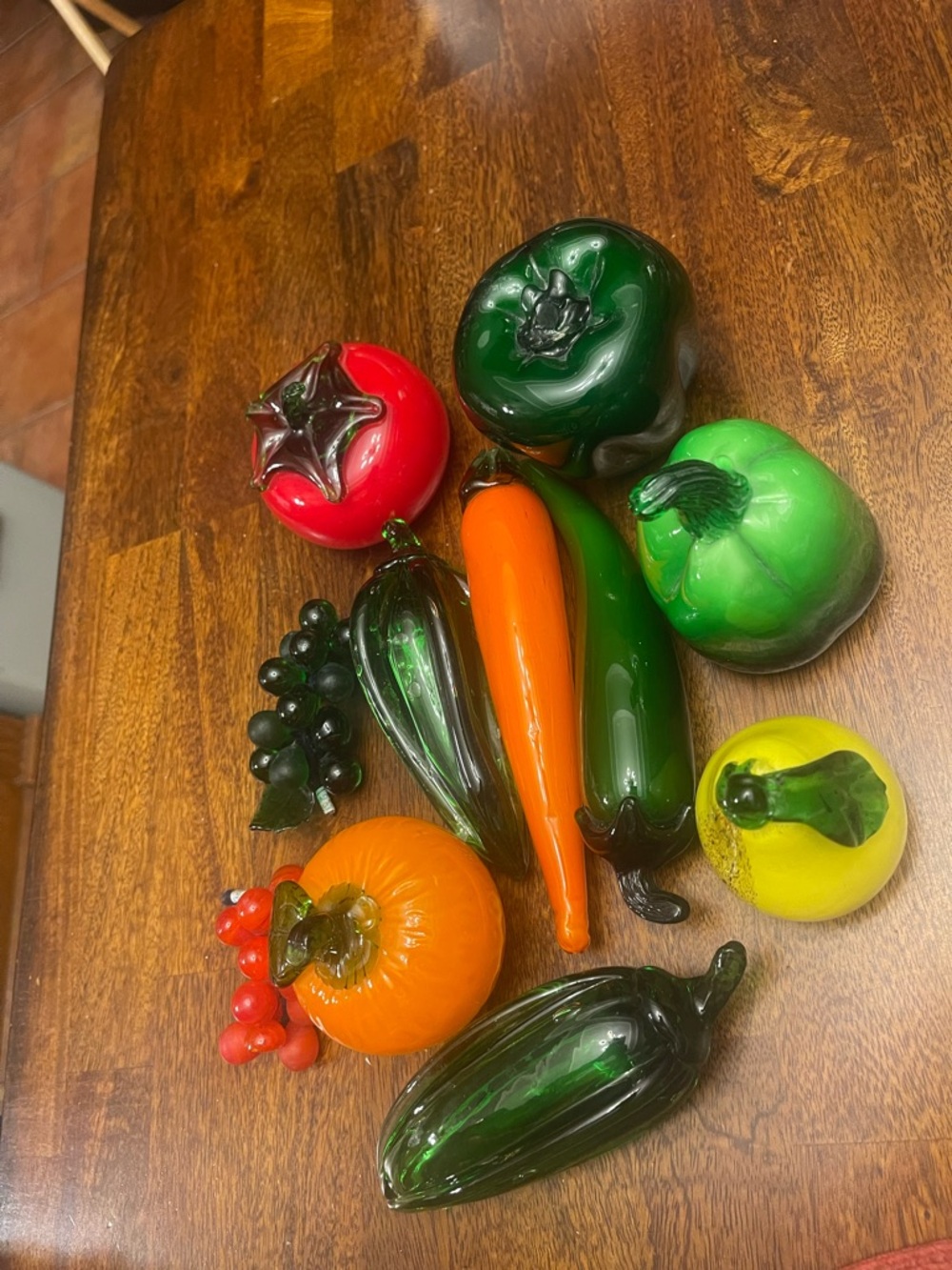 11 Handblown Glass Fruit & Veggie Décor - Colorful Assortment